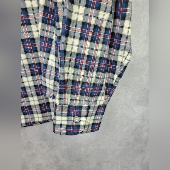 Original Penguin Men’s Blue White Red Crosshatch Button Down Heritage Slim Fit - Picture 5 of 10